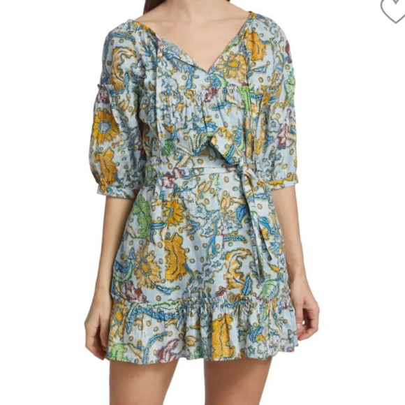 Suzi Kondi $325 NWT Coastal Batik Vari Ruffle Dress Paradeisos Batik Size XS - Picture 4 of 13